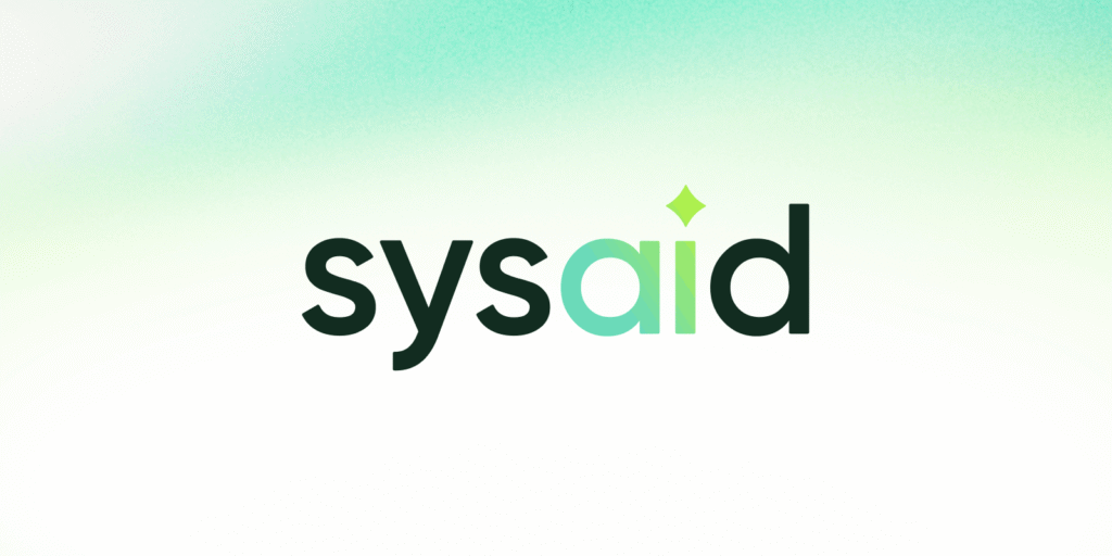 SysAid logo with green gradient "aid" and diamond, symbolizing leading ITSM solutions on a dark green background. - SysAid
